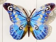 7" x 5" Blue Metal Butterfly Wall Art Plaque