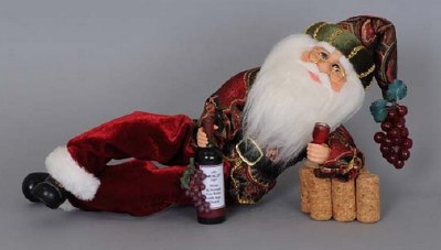 14" Wine Time Santa Figurine