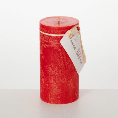 3" x 6" Red and Gold Ritz Pillar Candle