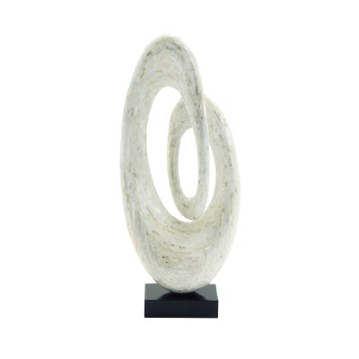 30" White Mother of Pearl Abstract Sculpture