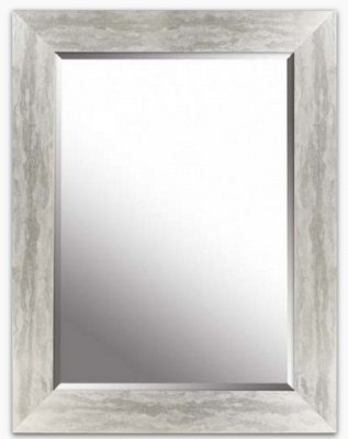 34" x 26" Distressed Silver Finish Bevelled Frame Mirror