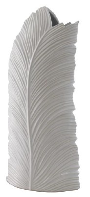 24" White Ceramic Tropical Leaf Vase