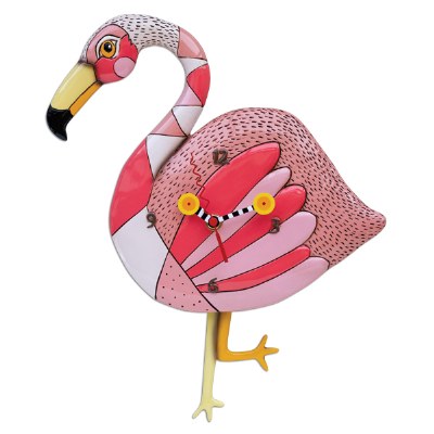15" Pink Flamingo Crazy Legs Pendulum Clock
