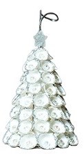 4" White & Silver Shell Christmas Tree Ornament