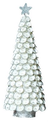 12" White & Silver Shell Christmas Tree Ornament