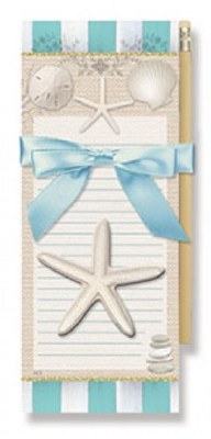 8"  White and Blue Sea Life Motif Magnetic Note Pad Set