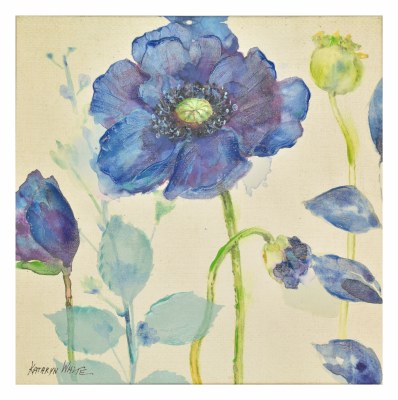 24" Square Blue Poppy Canvas