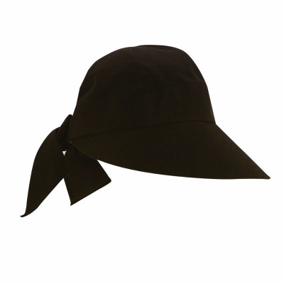 10" Black Adjustable Bow Back Solar Hat