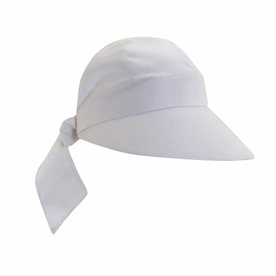 10" White Adjustable Bow Back Solar Hat