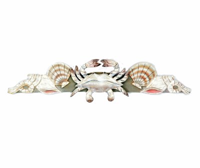 33" Wooden Painted Crab and Shell Decorative Wall Swag Plaque