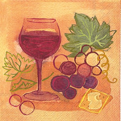 5" Square Napa Red Wine and Cheese Beverage Napkins