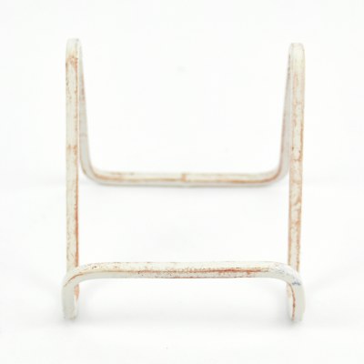 3" Distressed White Metal Finish Square Wire Plate Stand