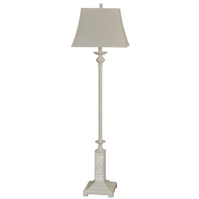 66" Distressed White Finish Louvered Stand Lamp