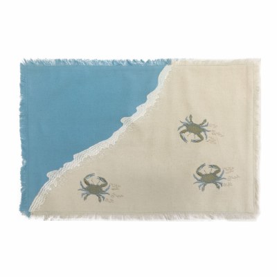 13" x 19" Embroidered Baby Crab & Beach Waves Placemat
