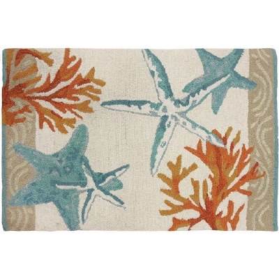 1 ft. 10 in. x 2 ft. 10 in. Orange and Blue Starfish Coral Rug