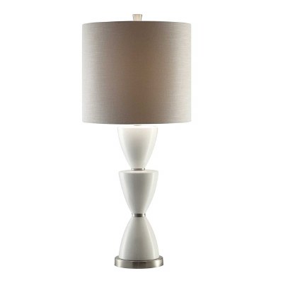 39" White Ceramic Hourglass Column Lamp