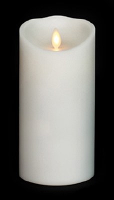 4" x 7" White LED Lit Moving Flame Pillar