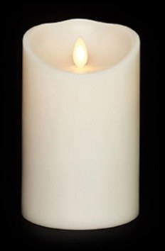 4" x 5" Ivory LED Lit Moving Flame Pillar