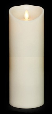 4" x 9" Ivory LED Lit Moving Flame Pillar