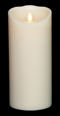 4" x 9" Ivory LED Lit Moving Flame Pillar