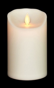 4" x 5" Ivory LED Lit Moving Flame Pillar