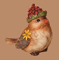 4" Harvest Bird with Pine Cone Hat  Fall and Thanksgiving Decoration