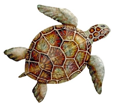 16" Brown and Green Capiz Sea Turtle Wall Plaque