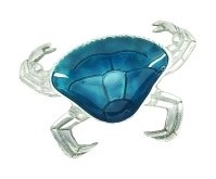 11" Silver and Blue Crab Dish