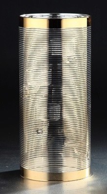 12" Metallic Gold Banded Glass Hurricane with Votive Holders