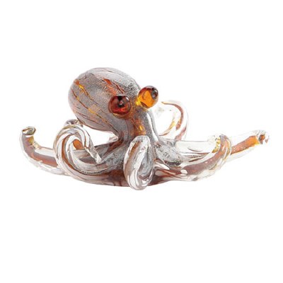 9" Amber Glass Octopus Sculpture