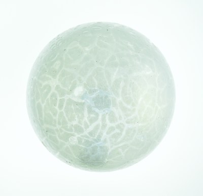 4" White and Clear Blown Glass Orb