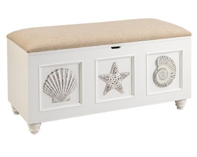 38" White Padre Island Bench Chest