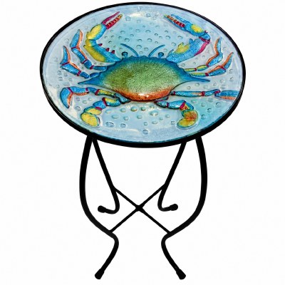 12" X 24" Round Blue Crab Decorative Table