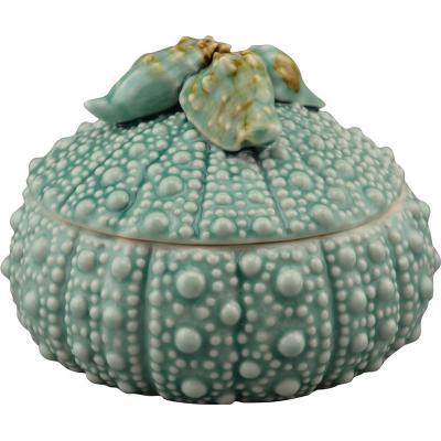 8" Ceramic Turquoise Urchin Box