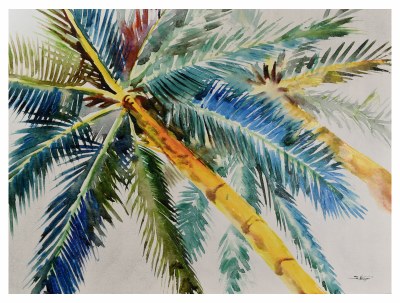 36" x 48" Two Multicolor Palms Canvas