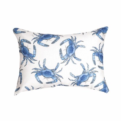 13" x 18" Blue Crabs on White Pillow