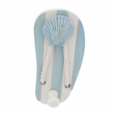6" Distressed Blue and White Finish Scallop Flip Flop Wall Hook