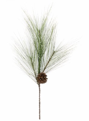 21" Faux Long Needle Pine Spray with Pinecone