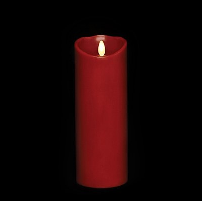 8" Red LED Cinnamon Scent Moving Flame Pillar Candle