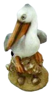 5" White Pelican on Shell Figurine