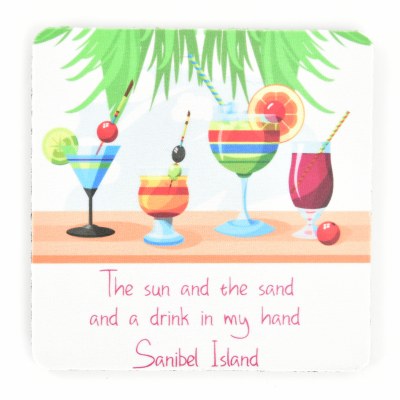 4" Sanibel Island Sun and The Sand Rubber Coaster