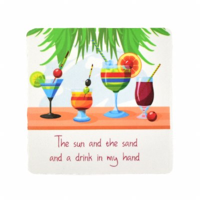 4" Square Drink in My Hand Rubber Coaster
