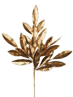 19" Gold Metallic Bayleaf Spray
