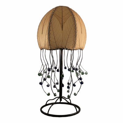 24" Natural Cocoa Leaf Jellyfish Lamp