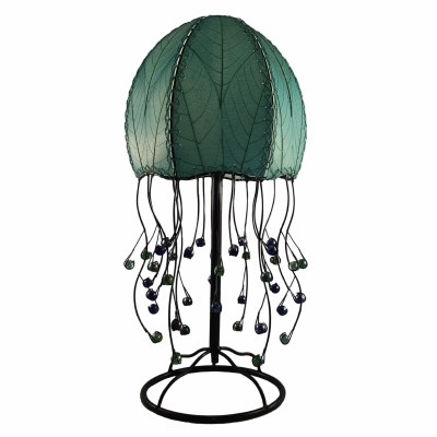 24" Aqua Cocoa Leaf Jellyfish Lamp