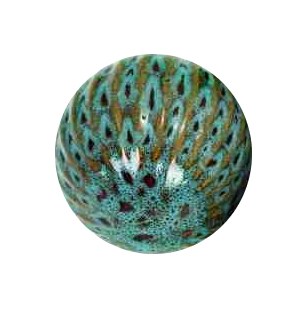 4" Blue Ribbed Ceramic Orb