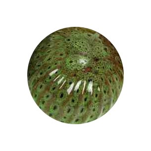 4" Green Ribbed Ceramic Orb