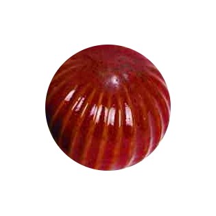 4" Red Ribbed Ceramic Orb