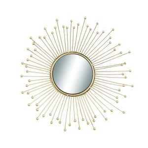 14" Medium Round Gold Metal Spokes Mirror