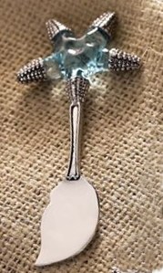 5" Silver and Aqua Glass Starfish Spreader by Mud Pie